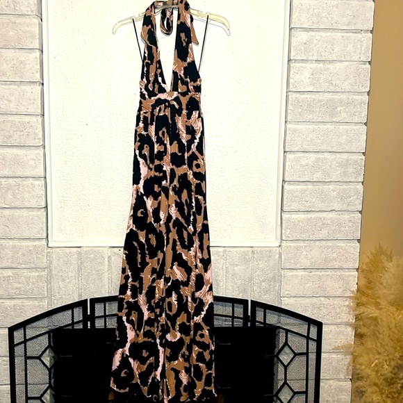 NWT Diane Von Furstenberg pink, black and brown long romper size XXS - Picture 1 of 11